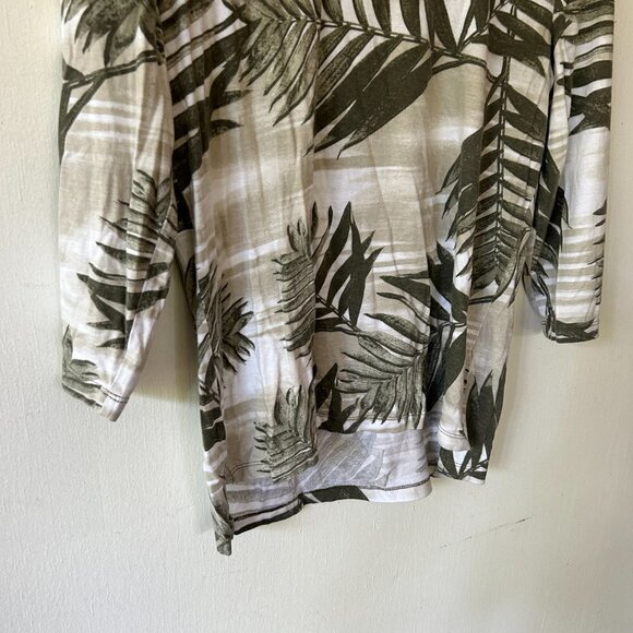 Chicos Top Womens Small Green Leaf Print 3/4 Sleeves Chicos 1 - Picture 3 of 6